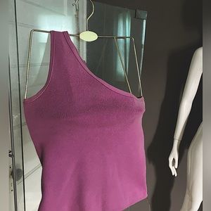One shoulder knit tank top
